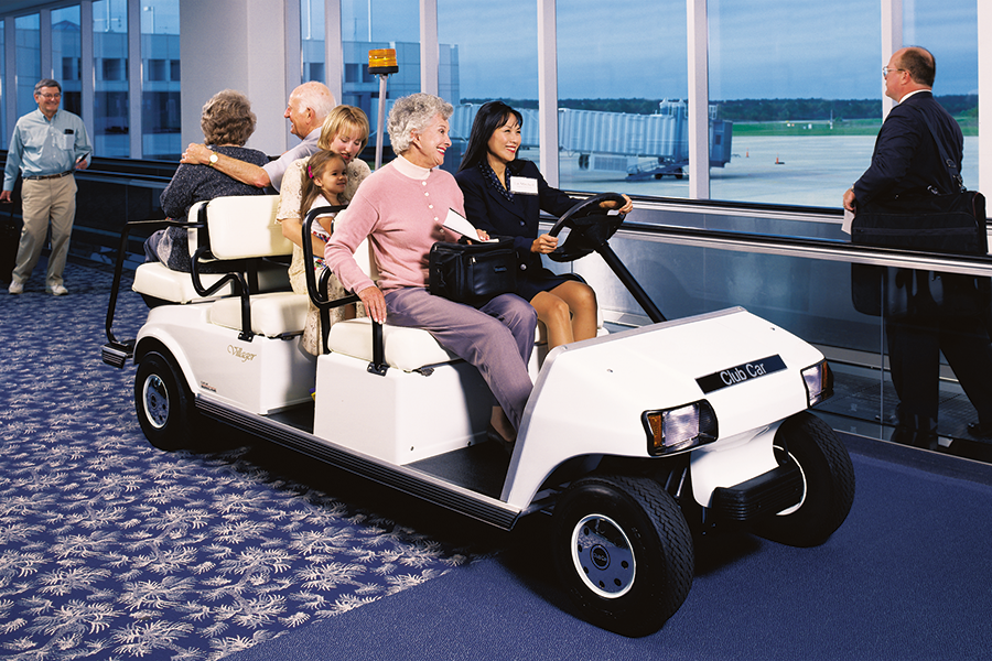 club villager airport golf electric carts transportation vehicles cars transporter allen jeffrey inc
